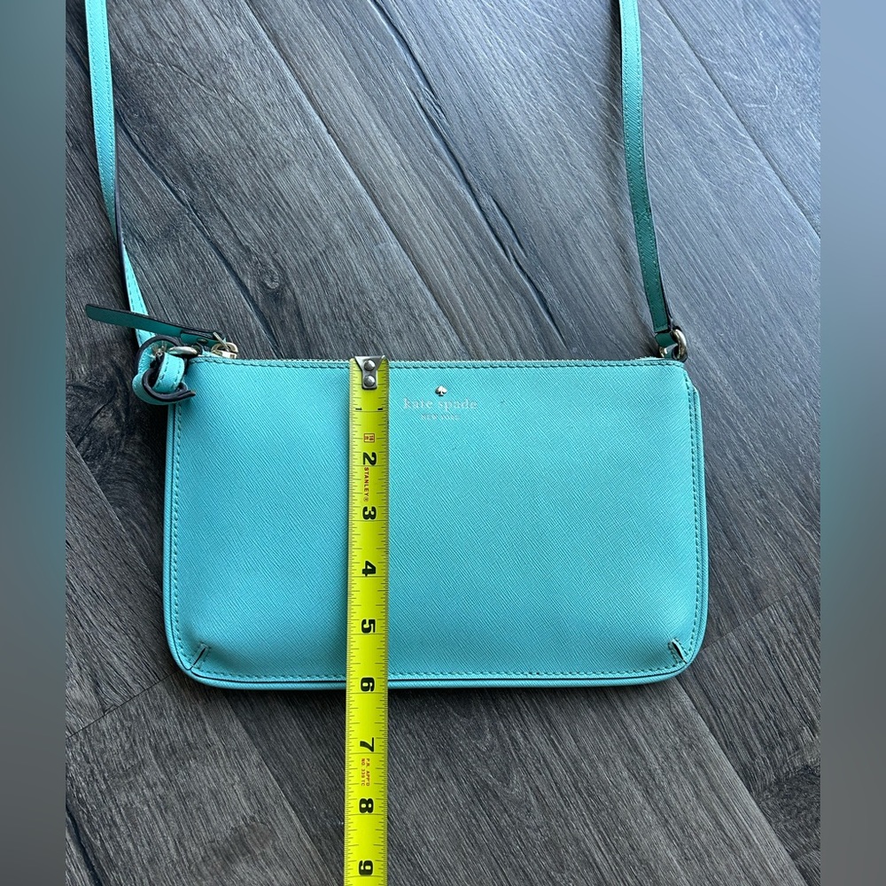 2/$70 Kate Spade ♠️ crossbody purse turquoise blue zipper long strap broken - Picture 10 of 11